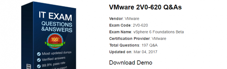 High Quality 2V0-620 PDF Questions Answers: vSphere 6 Foundations Beta Certification Training